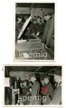 4 Aufnahmen von Angehörigen der Luftwaffe und des Heeres beim Auswerten von Luftbildaufnahmen, Auszeichnungen Nahkampfspange, Eisernes Kreuz 1. Klasse, Maße 7 x 11 cm