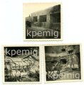 3 Aufnahmen des Fort Eben-Emael mit Beschussschäden, Maße 6 x 6 cm