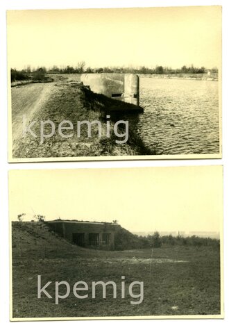 5 Aufnahmen von Luftwaffenangehörigen beim Besichtigen des Fort Eben-Emael, Maße 8 x 10 cm