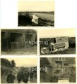 5 Aufnahmen von Luftwaffenangehörigen beim Besichtigen des Fort Eben-Emael, Maße 8 x 10 cm