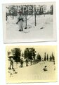 6 Aufnahmen eines Skitrupps in Wintertarnbekleidung, Maße 7 x 9 cm