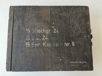 Transportkasten für 15 Stielhandgranaten 24, Luftwaffen  Munition. Originallack,datiert 1943 ein Bodenbrett lose