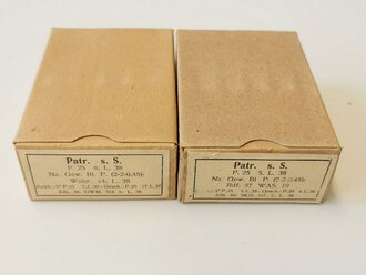 2 Stück Leere Patronenschachteln für je 15 Schuss Munition zum K98. OHNE Inhalt - ONLY EMPTY BOXES