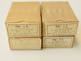 4 Stück Leere Patronenschachteln für je 15 Schuss Munition zum K98. OHNE Inhalt - ONLY EMPTY BOXES