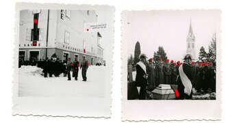 Gruppe Fotos der Beisetzung eines Parteiangehörigen in Lienz Österreich.