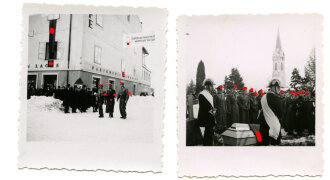 Gruppe Fotos der Beisetzung eines Parteiangehörigen in Lienz Österreich.