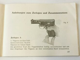 "Mauser Selbstladepistolen Kaliber 7,65 und 6,35" Bedienungsanleitung mit 55 Seiten, Druckvermerk von 1928.