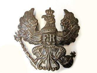 Preussen, Emblem für eine Pickelhaube für Mannschaften, Eisen feldgrau lackiert, Splinte fehlen