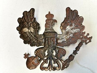 Preussen, Emblem für eine Pickelhaube für Mannschaften, Eisen feldgrau lackiert, Splinte fehlen