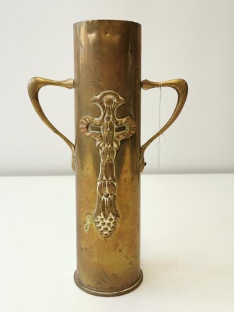 1.Weltkrieg, Vase aus Kartusche gefertigt. Britische ? Bodenstempelung, datiert 1916. Höhe 31,5cm