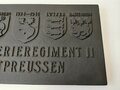 Abguss einer Gedenktafel für das Kriegerdenkmal "Artillerieregiment 11 Ostreussen". 34 x 64cm, Leichtmetall, dennoch 17kg schwer