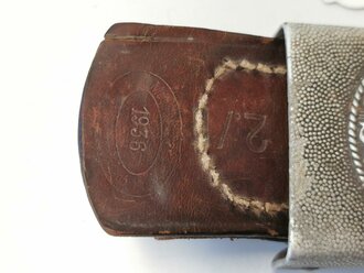 Heer, Koppelschloss für Mannschaften aus Aluminium. Entnazifiziert, an Lederlasche von 1936