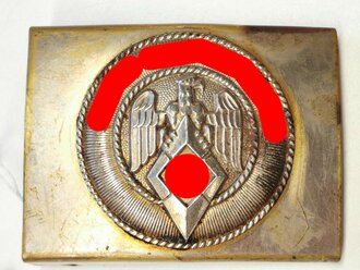 Hitler Jugend Koppelschloss Buntmetall mit magnetischem Emblem, war ursprünglich ein durchgeprägtes Koppelschloss Deutsches Jungvolk RZM 50