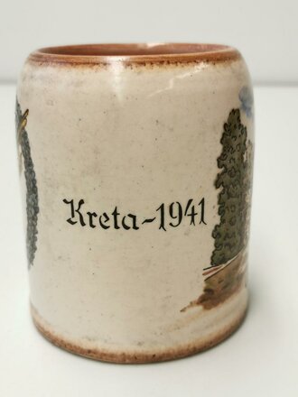 Fallschirmjäger, Halbliter Bierkrug "Kreta-1941", sowie "Gardelegen", ungereinigtes Stück