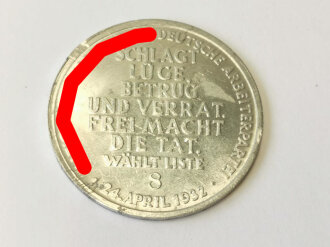 NSDAP Werbemedaille zu Reichstagswahl 1932, Aluminium, 33mm Durchmesser