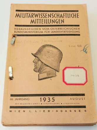 Militärwissenschaftliche Mitteilungen herausgegeben vom österreichischen Bundesministerium für Landesverteidigung. 5 Ausgaben von 1935