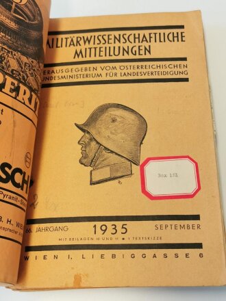 Militärwissenschaftliche Mitteilungen herausgegeben vom österreichischen Bundesministerium für Landesverteidigung. 5 Ausgaben von 1935