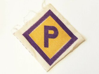 Abzeichen für ausländische Arbeiter, hier "P" für Polen, so ab 1940 eingeführt