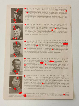 "Die Ritterkreuzträger der Waffen SS" Folge 5, zeitgenössisches Exemplar mit 4 Seiten, DIN A5