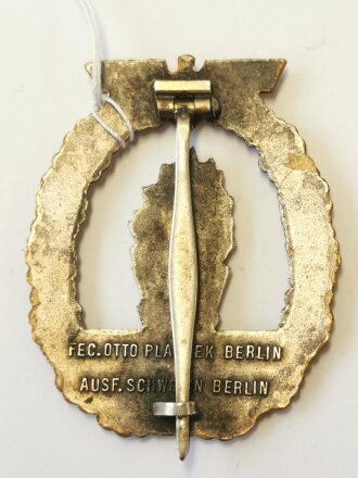 Minensucher Kriegsabzeichen, Buntmetall, Otto Placzek, Ausführung Schwerin Berlin