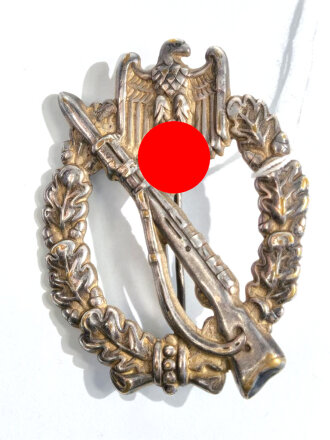 Infanterie Sturmabzeichen in silber, hohlgeprägt, Buntmetall versilbert, Hersteller L/18 auf der Nadel für B.H. Mayer´s Hofkunstprägeanstalt, Pforzheim