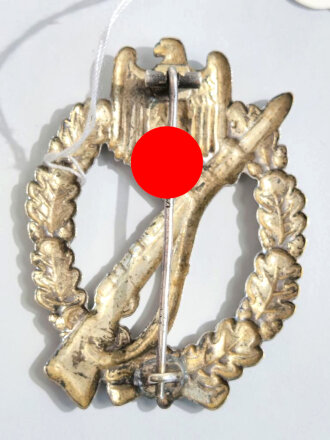 Infanterie Sturmabzeichen in silber, hohlgeprägt, Buntmetall versilbert, Hersteller L/18 auf der Nadel für B.H. Mayer´s Hofkunstprägeanstalt, Pforzheim