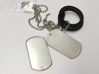 U.S. dog tag with chain and two silencers, unused