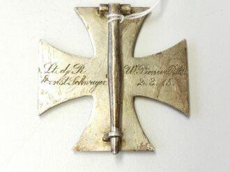 Eisernes Kreuz 1. Klasse 1914, magnetisch, Hersteller CD800. Rückseitig Gaviert Lt.d. R.  W.Pionier. Btl. 13 Ernst Schwager 2.3.15