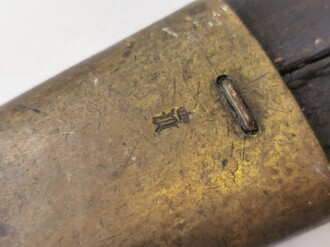 Preussen, Faschinenmesser UM  (Umgeändertes Muster) . Kammerstück von 1971, Nummerngleiches Stück, die Scheiude nicht geschrumpft, aber die Naht offen und trocken