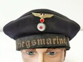 Kriegsmarine Tellermütze in gutem Zustand, Kopfgrösse 59 1/2, Kammerstück des Beschaffungsamt Wilhelmshafen