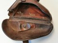 1.Weltkrieg, braune Koffertasche für die Pistole 08. Getragenes Stück in gutem Zustand, keine sichtbare Stempelung