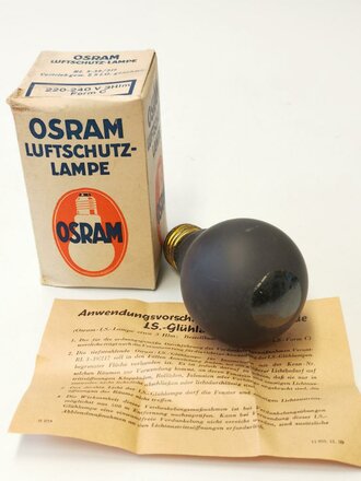 " Osram Luftschutzlampe " mit Anweisung in der originalen Umverpackung. Funktion nicht geprüft