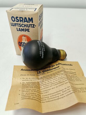 " Osram Luftschutzlampe " mit Anweisung in der originalen Umverpackung. Funktion nicht geprüft