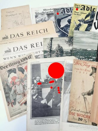 23 Hefte und Zeitungen aus der Zeit des III.Reich, nicht auf Vollständigkeit oder Zustand geprüft