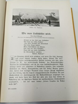 "Wir Luftschiffer" - Die Entwicklung der modernen Luftschifftechnik in Einzeldarstellung, datiert 1909, 433 Seiten, DIN A5