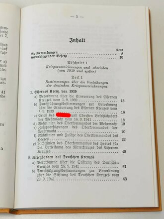 "Orden und Ehrenzeichen Sammeldruck der geltenden Bestimmungen Abschnitt I 1939 und später", 295 Seiten, gebraucht, DIN A5, Biblio Verlag 1992