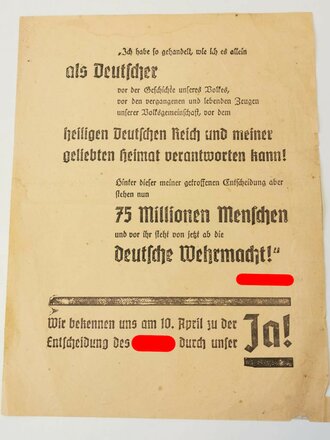 Handzettel " Die Deutsche Reichs Partei Handzettel...