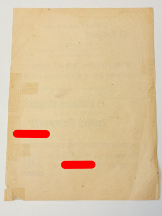 Handzettel " Die Deutsche Reichs Partei Handzettel...