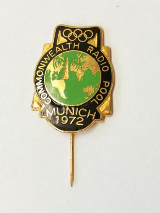 Olympische Spiele 1972 München, "Commonwealth radio Munich 1972" stickpin 36mm