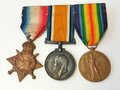 Großbritannien 1. Weltkrieg, WWI star, Victory medal and war medal to Pte A.G. Higgins Glouc R.