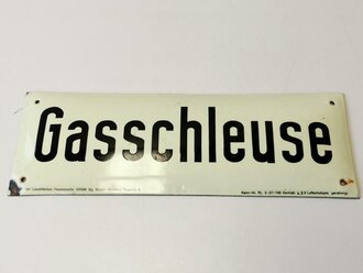 Emailschild " Gasschleuse" 42 x 15cm, leuchtet im Dunkeln