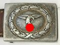 Luftwaffe, Koppelschloss alter Art für Mannschaften. Aluminium, an Lederlasche von 1936