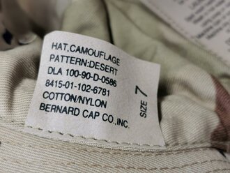 U.S. 1990 dated hat, camouflage pattern Desert, size 7. Unopened