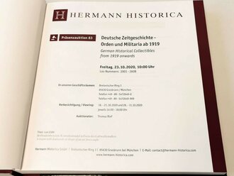 "Hermann Historica 83. Auktion" - Deutsche Zeitgeschichte - Orden und Militaria ab 1919, 399 Seiten, gebraucht, DIN A5