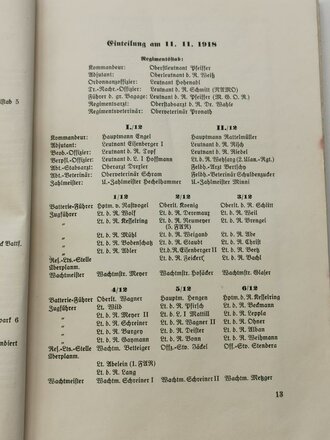 "Geschichte des ehemaligen könglichen bayerischen 12. Feldartillerie Regiment", erschienen1935 im Selbstverlag, 112 Seiten, gebraucht ohne Einband, DIN A5