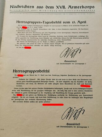 "Nachrichten aus dem XVII. Armeekorps" Berlin 1939 Maiheft