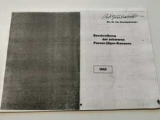 Fotokopie von "Beschreibung der schweren Panzer-Jäger-Kanonen 1934", 24 Seiten, gebraucht, DIN A4