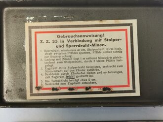 Transportkasten "15 Stück Zug-Zünder 35" datiert 1938
