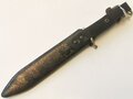 Hitler Jugend Fahrtenmesser, RZM M7/38, Übergangsmodell noch mit Klingenätzung. Parierstange abgebrochen und beigeschliffen