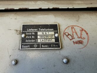 Luftwaffe Netzanschlussgerät zum Empfänger E382bf, Bauart Telefunken. Ln 27461,  Originallack, Funktion nicht geprüft.